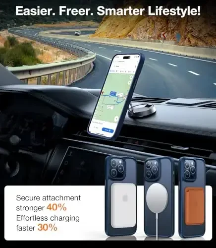 TORRAS Magnetic Guardian iPhone 15 Pro Max uchun mo'ljallangan g'ilof, harbiy darajadagi tushish sinovidan o'tgan, MagSafe bilan mos, iPhone 15 Pro Max telefon g'ilofi uchun ingichka g'ilof (6.7