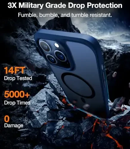 TORRAS Magnetic Guardian iPhone 15 Pro Max uchun mo'ljallangan g'ilof, harbiy darajadagi tushish sinovidan o'tgan, MagSafe bilan mos, iPhone 15 Pro Max telefon g'ilofi uchun ingichka g'ilof (6.7