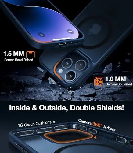TORRAS Magnetic Guardian iPhone 15 Pro Max uchun mo'ljallangan g'ilof, harbiy darajadagi tushish sinovidan o'tgan, MagSafe bilan mos, iPhone 15 Pro Max telefon g'ilofi uchun ingichka g'ilof (6.7