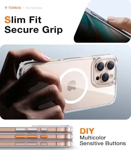TORRAS Magnetic Shockproof for iPhone 16 Pro Max Case, [4X Military-Grade Protection] [Compatible with MagSafe] Translucent Case for iPhone 16 Pro Max Anti-Scratch Guardian 6.9