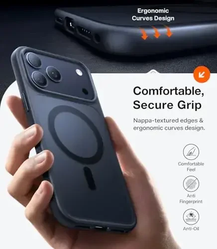 TORRAS Magnetic Shockproof for iPhone 17 Pro Case, Camera Control, Compatible with MagSafe, Military-Grade Protection, Stronger Slim Translucent Phone Case for iPhone 17 Pro, Black - 4