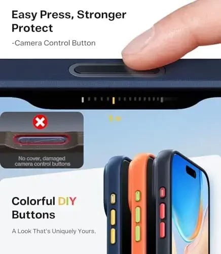 TORRAS Magnetic Shockproof for iPhone 17 Pro Case, Fit for MagSafe, Military-Grade Protection, Camera Control Button, Slim Translucent Anti-Fingerprint Phone Case for iPhone 17 Pro 6.3