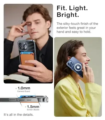 TORRAS Magnetic Shockproof iPhone 15 Pro uchun g'ilof, [Harbiy standartga muvofiq sinovdan o'tgan] [MagSafe bilan mos] Shaffof qattiq kompyuter orqa tomoni silikonli ingichka himoya qopqog'i bilan, barmoq izlariga qarshi, shaffof - 4