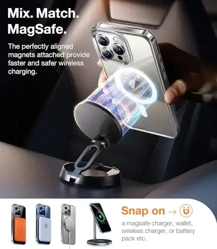 TORRAS Magnetic Shockproof iPhone 15 Pro uchun g'ilof, [Harbiy standartga muvofiq sinovdan o'tgan] [MagSafe bilan mos] Shaffof qattiq kompyuter orqa tomoni silikonli ingichka himoya qopqog'i bilan, barmoq izlariga qarshi, shaffof - 6