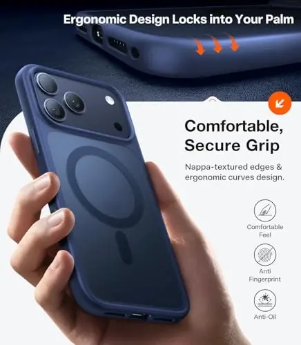 TORRAS Magnetic Shockproof iPhone 17 Pro uchun g'ilof, MagSafe uchun mos, harbiy darajadagi himoya, kamera boshqaruv tugmasi, yupqa yarim shaffof barmoq izlariga qarshi telefon g'ilofi iPhone 17 Pro 6.3