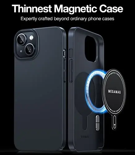 TORRAS Magnetic Slim Fit for iPhone 13 Case/iPhone 14 Case, [Ultra Thin][Compatible with MagSafe][Velvet Touch], Case for iPhone 13 & iPhone 14 Phone Case Hard PC Sturdy Anti Scratch, Black - 4