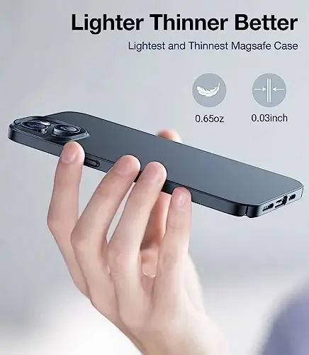 TORRAS Magnetic Slim Fit for iPhone 13 Case/iPhone 14 Case, [Ultra Thin][Compatible with MagSafe][Velvet Touch], Case for iPhone 13 & iPhone 14 Phone Case Hard PC Sturdy Anti Scratch, Black - 5