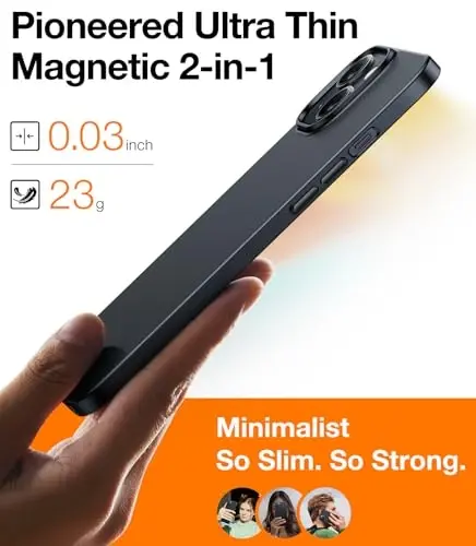 TORRAS Magnetic Slim Fit for iPhone 15 Case, Compatible with MagSafe, Ultra Thin Case for iPhone 15, Matte Hard PC Velvety Touch & Anti-Scratch Protective Cover for iPhone 15, Black - 4