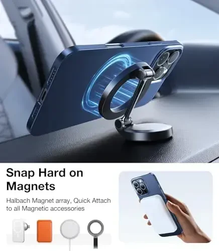 TORRAS Magnetic Slim Fit for iPhone 16 Pro Case 6.3 inch, Ultra-Thin 16 Pro Case Compatible with MagSafe, Lightweight Matte Anti-Scratch Hard PC Cover Phone Case for iPhone 16 Pro OriginFit, Blue - 3