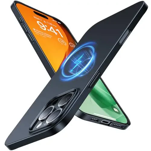 TORRAS Magnetic Slim Fit for iPhone 16 Pro Case, 6.3 inch, Ultra-Thin Case Compatible with MagSafe, Lightweight Matte Anti-Scratch Hard PC Cover Phone Case for iPhone 16 Pro OriginFit, Black - 2