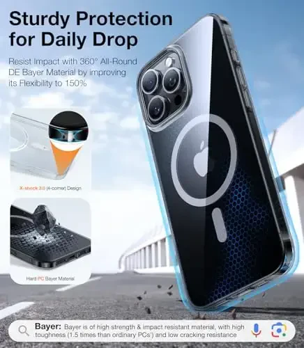 TORRAS Magnetic Slim Fit for iPhone 16 Pro Case, 6.3 inch, Ultra-Thin, Compatible with MagSafe, Lightweight Matte Anti-Scratch Hard PC Cover Phone Case, Clear Black - 7