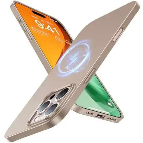 TORRAS Magnetic Slim-Fit for iPhone 16 Pro Max Case, Ultra-Thin 16 ProMax Phone Case Compatible with MagSafe, Light Anti-Scratch Matte Hard PC Bayer 6.9 inch OriginFit, Desert Titanium Gold - 2