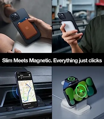 TORRAS Magnetic Slim Fit iPhone 13/iPhone 14 uchun g'ilof, [Ultra Yupqa][MagSafe bilan mos keladi][Velvet Touch], iPhone 13 & iPhone 14 telefon g'ilofi Qattiq PC Chidamli Tirnalishga qarshi, Qora - 3