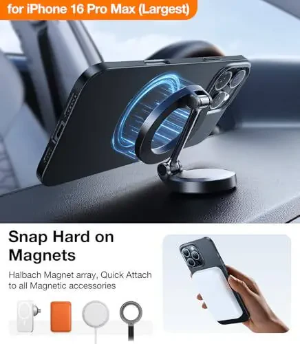 TORRAS Magnitli yupqa iPhone 16 Pro Max korpusi, MagSafe bilan mos keladigan, yupqa 16 ProMax telefon korpusi, yengil tirnalishga qarshi matli qattiq PC Bayer 6.9 dyuym OriginFit, Qora - 5