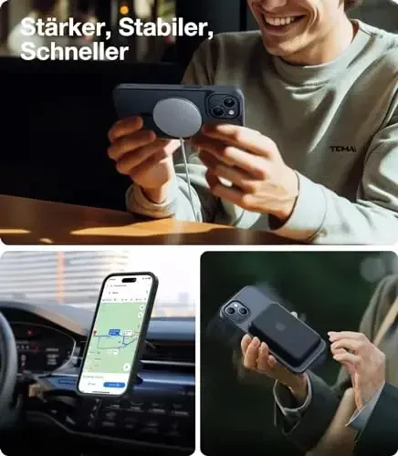 TORRAS Magnitli zarba chidamli iPhone 15, iPhone 14 himoya qobiqlari. 12 fut harbiy daraja tushirishdan himoya, shaffof yupqa himoya qiluvchi tirnalishga qarshi, qora rang. - 2