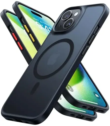 TORRAS Magnitli zarba chidamli iPhone 15, iPhone 14 himoya qobiqlari. 12 fut harbiy daraja tushirishdan himoya, shaffof yupqa himoya qiluvchi tirnalishga qarshi, qora rang. - 1