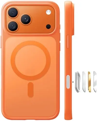 TORRAS Magnetic Shockproof for iPhone 17 Pro Case, Camera Control, Fit for MagSafe, Military-Grade Protection, Translucent Slim Case for iPhone 17 Pro Phone Case Anti-Fingerprint, Cosmic Orange - 1