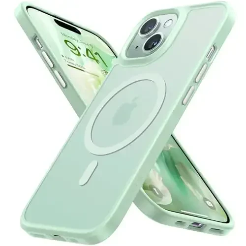 TORRAS Magnetic Designed for iPhone 15 Case iPhone 14 Case, Compatible with MagSafe, Military Grade Drop Tested, Shockproof Hard Back Soft Edge Slim Protective Case for iPhone 15, Green 