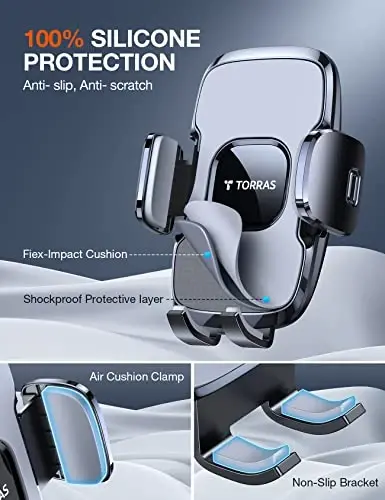 TORRAS Military-Grade Phone Holders for Your Car【96+LBS Strongest Suction】Car Phone Holder Mount, Ultra-Durable Cell Phone Car Mount Truck for Dashboard Windshield Vent for iPhone 17 16 15 Pro Max Air - 1