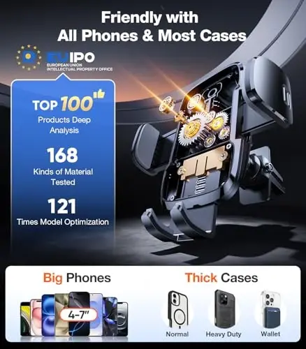 TORRAS Military-Grade Phone Holders for Your Car【96+LBS Strongest Suction】Car Phone Holder Mount, Ultra-Durable Cell Phone Car Mount Truck for Dashboard Windshield Vent for iPhone 17 16 15 Pro Max Air - 3