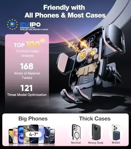 TORRAS Pink Phone Holders for Your Car【Ultra-Durable & Strongest Suction】, Universal Car Phone Holder Mount Truck Cradle Stand for Dashboard Windshield Vent, Pink Car Accessories - 3