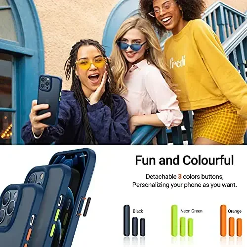 TORRAS Shockproof Compatible for iPhone 13 Pro Case, [Military-Grade Drop Tested] Translucent Matte Hard PC Back with Soft Silicone Edge Slim Protective Phone Guardian, Blue - 6