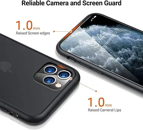 TORRAS Shockproof Compatible with iPhone 11 Pro Case, [Military Grade Drop Tested] Translucent Hard Matte Case with Soft TPU Bumper Slim Phone Case Designed for iPhone 11 Pro, Matte Black - 4