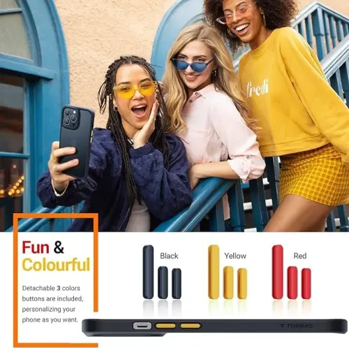 TORRAS Shockproof Designed for iPhone 15 Pro Max Case Black, 12FT Military Grade Drop Tested, Translucent Matte Protective Anti-Scratch 15 ProMax Phone Case, 6.7