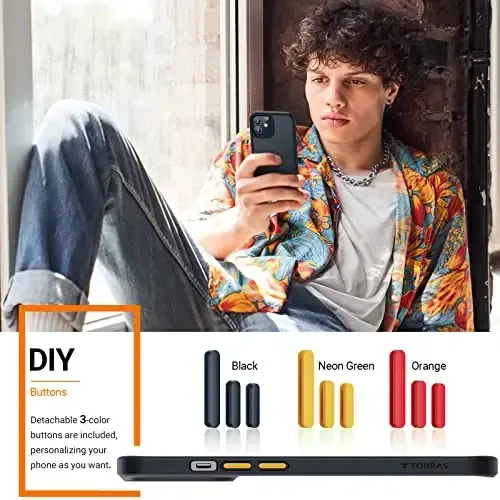 TORRAS Shockproof for iPhone 12 Case/for iPhone 12 Pro Case, [Military Grade Drop Tested] Translucent Matte Hard PC Back with Soft Silicone Edge Slim Protective Guardian, Black - 6