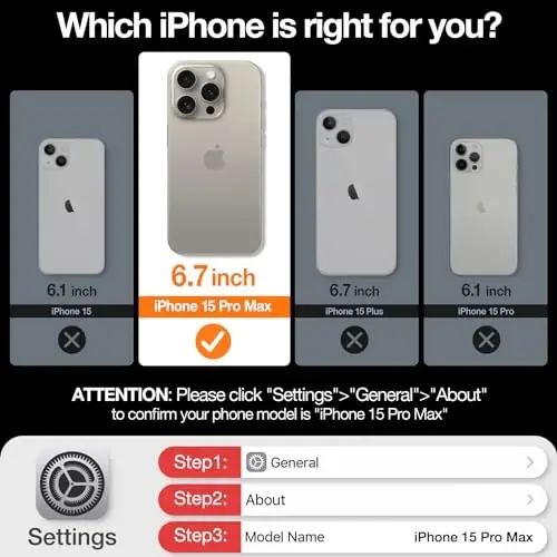TORRAS Shockproof for iPhone 15 Pro Max Case Blue, [12FT Military Grade Drop Tested] Translucent Slim Protective Matte Hard Back Phone Case for 15 Pro Max 5G Guardian, Navy Blue Titanium - TORRAS (1)