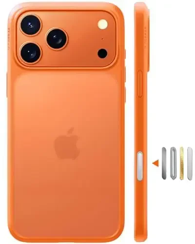 TORRAS Shockproof for iPhone 17 Pro Max Case with Camera Control Button, [12FT Military Grade Drop Protection] Enhanced Grip & Soft Touch Translucent 17 Pro Max Case with DIY Buttons, Neon Orange - 1
