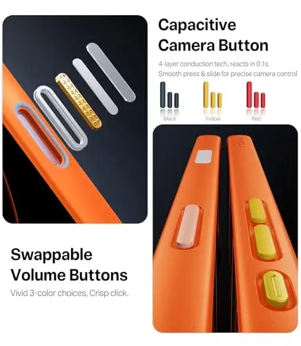 TORRAS Shockproof for iPhone 17 Pro Max Case with Camera Control Button, [12FT Military Grade Drop Protection] Enhanced Grip & Soft Touch Translucent 17 Pro Max Case with DIY Buttons, Neon Orange - 5