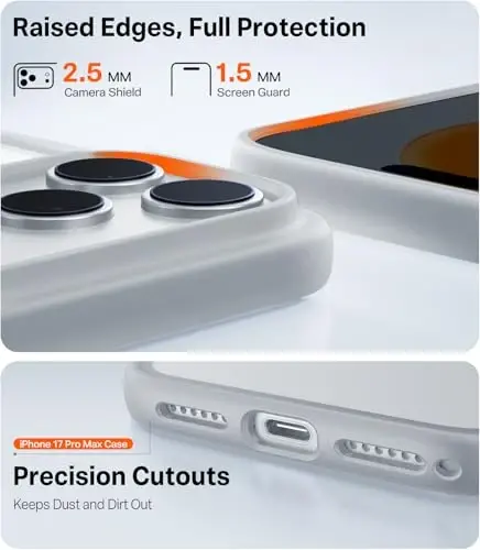 TORRAS Shockproof for iPhone 17 Pro Max Case with Camera Control Button, [12FT Military Grade Drop Protection] Enhanced Grip & Soft Touch Translucent Slim 17 Pro Max Case [3 Colors Buttons], Grey - 6