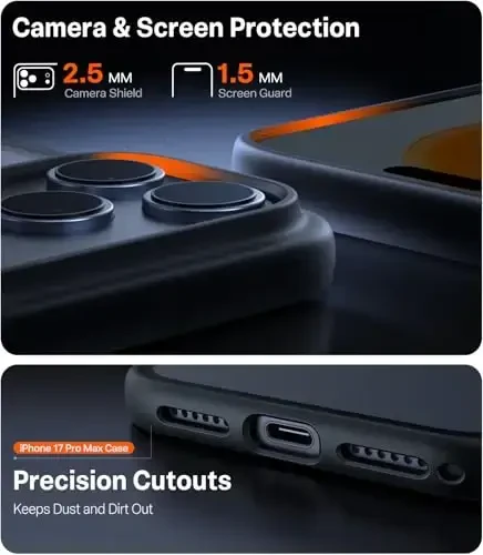 TORRAS Shockproof for iPhone 17 Pro Max Case with Camera Control Button, [12FT Military Grade Drop Protection] Enhanced Grip & Soft Touch Translucent Slim 17 Pro Max Case with 3 Colors Buttons, Black - 4