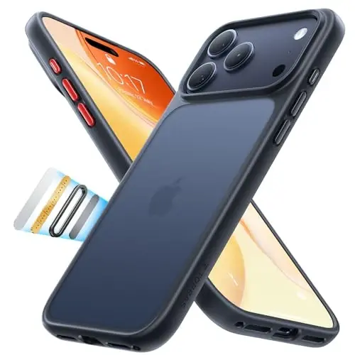 TORRAS Shockproof for iPhone 17 Pro Max Case with Camera Control Button, [12FT Military Grade Drop Protection] Enhanced Grip & Soft Touch Translucent Slim 17 Pro Max Case with 3 Colors Buttons, Black - TORRAS