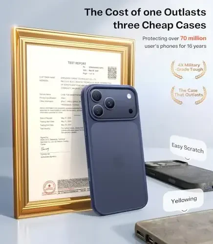 TORRAS Shockproof for iPhone 17 Pro Max Case with Camera Control Button, [12FT Military Grade Drop Protection] Enhanced Grip & Soft Touch Translucent Slim 17 Pro Max Case with 3 DIY Buttons, Deep Blue - 1