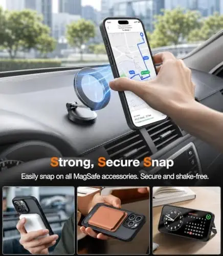 TORRAS Strong Magnetic & Seamless Stand for iPhone 15 Pro Max Case Black | Fit for MagSafe, Military Grade Drop Protection, Invisible Adjustable Kickstand Case for iPhone 15 Pro Max, Translucent Matte - 3