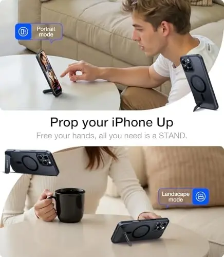 TORRAS Strong Magnetic & Seamless Stand for iPhone 16 Pro Case, [18N Mighty Magnetic] [12FT Mil-Grade Drop Tested] [Fit for MagSafe] Kickstand Protective Slim Phone Case for iPhone 16 Pro 6.3