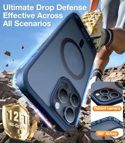 TORRAS Strong Magnetic & Seamless Stand for iPhone 16 Pro Case, [18N Mighty Magnetic] [12FT Mil-Grade Drop Tested] [Fit for MagSafe] Kickstand Protective Slim Phone Case for iPhone 16 Pro 6.3