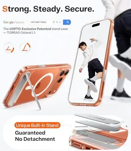 TORRAS Strong Magnetic & Seamless Stand for iPhone 17 Pro Max Case, Anti-Yellowing, Fit for MagSafe, Military Grade Drop Protection, Adjustable Kickstand Slim for iPhone 17 Pro Max Case Diamond Clear - 5