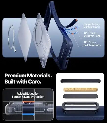 TORRAS Strong Magnetic Seamless Stand for iPhone 17 Pro Max Case Deep Blue | Fit for MagSafe, Military Grade Drop Protection, Invisible Adjustable Kickstand, Camera Control Button, Translucent Matte - 6