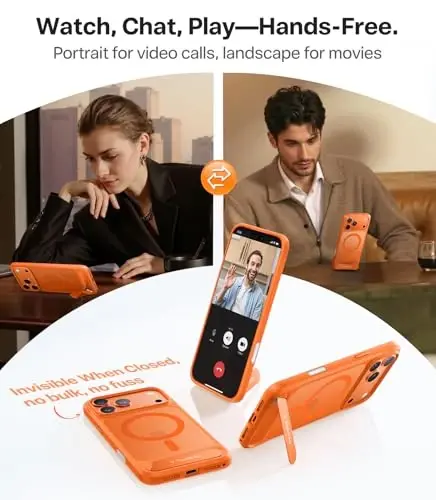 TORRAS Strong Magnetic & Seamless Stand for iPhone 17 Pro Max Case, Fit for MagSafe, Military Grade Drop Protection, Adjustable Kickstand for iPhone 17 Pro Max Case Translucent Matte Cosmic Orange 