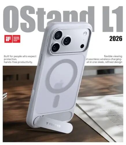 TORRAS Strong Magnetic & Seamless Stand for iPhone 17 Pro Max Case Sliver | Fit for MagSafe, Military Grade Drop Protection, Invisible Adjustable Kickstand, Camera Control Button, Translucent Matte - 2