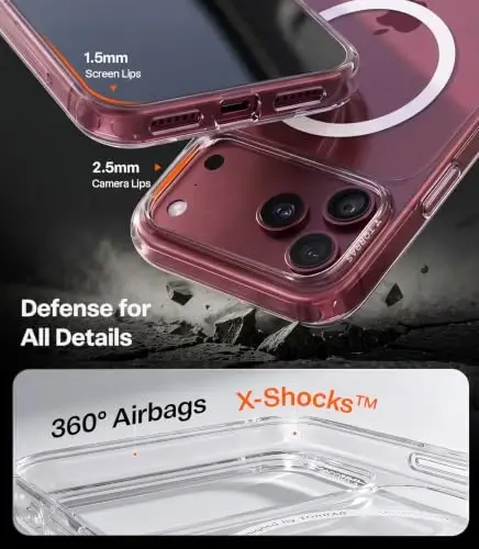 TORRAS Stronger Magnetic for iPhone 18 Pro Max Case, Anti-Yellowing Clear | Fit for MagSafe, Military Grade Drop Protection, Diamond Clear, Anti-Yellowing, Scratch Resistant, Camera Control, DIY Button - 6