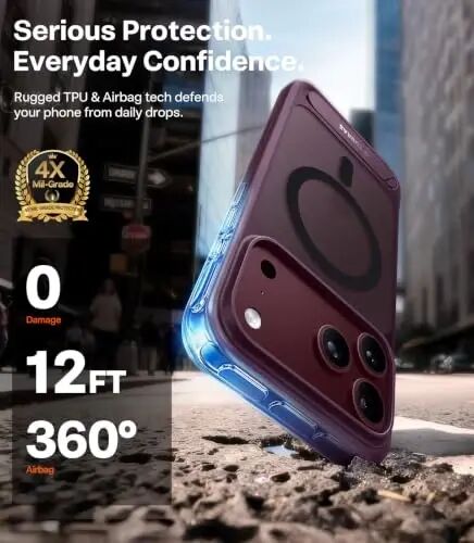 TORRAS Stronger Magnetic & Seamless Stand for iPhone 17 Pro Max Case Purple | Fit for MagSafe, Military Grade Drop Protection, Invisible Adjustable Kickstand, Camera Control Button, Translucent Matte - 6