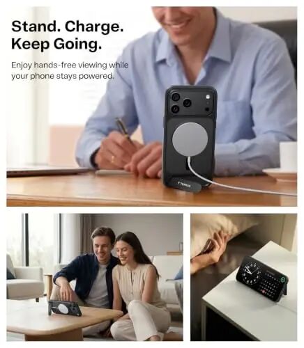 TORRAS Stronger Magnetic & Seamless Stand for iPhone 18 Pro Max Case Black | Fit for MagSafe, Durable Kickstand, 4X Military-Grade Protection, Impact Cushioning, Camera Control Button, Translucent Matte - 4