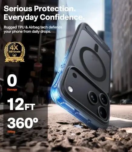 TORRAS Stronger Magnetic & Seamless Stand for iPhone 18 Pro Max Case Black | Fit for MagSafe, Durable Kickstand, 4X Military-Grade Protection, Impact Cushioning, Camera Control Button, Translucent Matte - 5