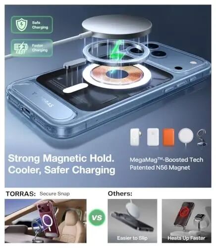 TORRAS Stronger Magnetic & Seamless Stand for iPhone 18 Pro Max Case Clear | Anti-Yellowing, Fit for MagSafe, Military Grade Drop Protection, Invisible Adjustable Kickstand, Camera Control Button, Slim - 4