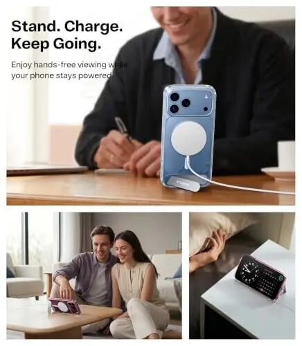 TORRAS Stronger Magnetic & Seamless Stand for iPhone 18 Pro Max Case Clear | Anti-Yellowing, Fit for MagSafe, Military Grade Drop Protection, Invisible Adjustable Kickstand, Camera Control Button, Slim - 5