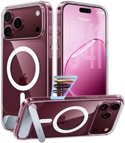 TORRAS Stronger Magnetic & Seamless Stand for iPhone 18 Pro Max Case Clear | Anti-Yellowing, Fit for MagSafe, Military Grade Drop Protection, Invisible Adjustable Kickstand, Camera Control Button, Slim - TORRAS